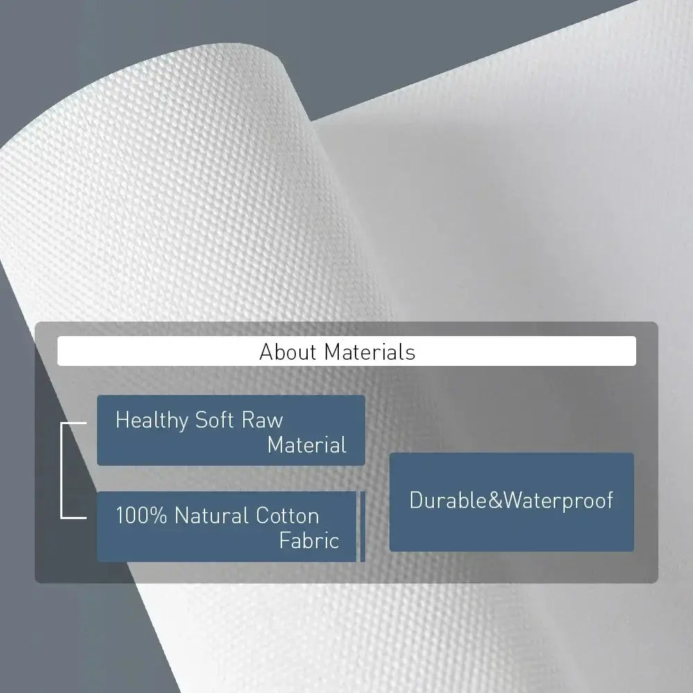 A roll of white textured 100% natural cotton fabric with durable waterproof finish from market matisse collection
