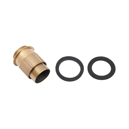 Brass-colored threaded pipe connector with black rubber gaskets for decorbites matte black bathroom faucet dual water modes