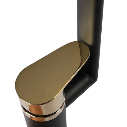 DecorBites matte black bathroom faucet with dual water modes features a sleek matte black body and gold-tone spout