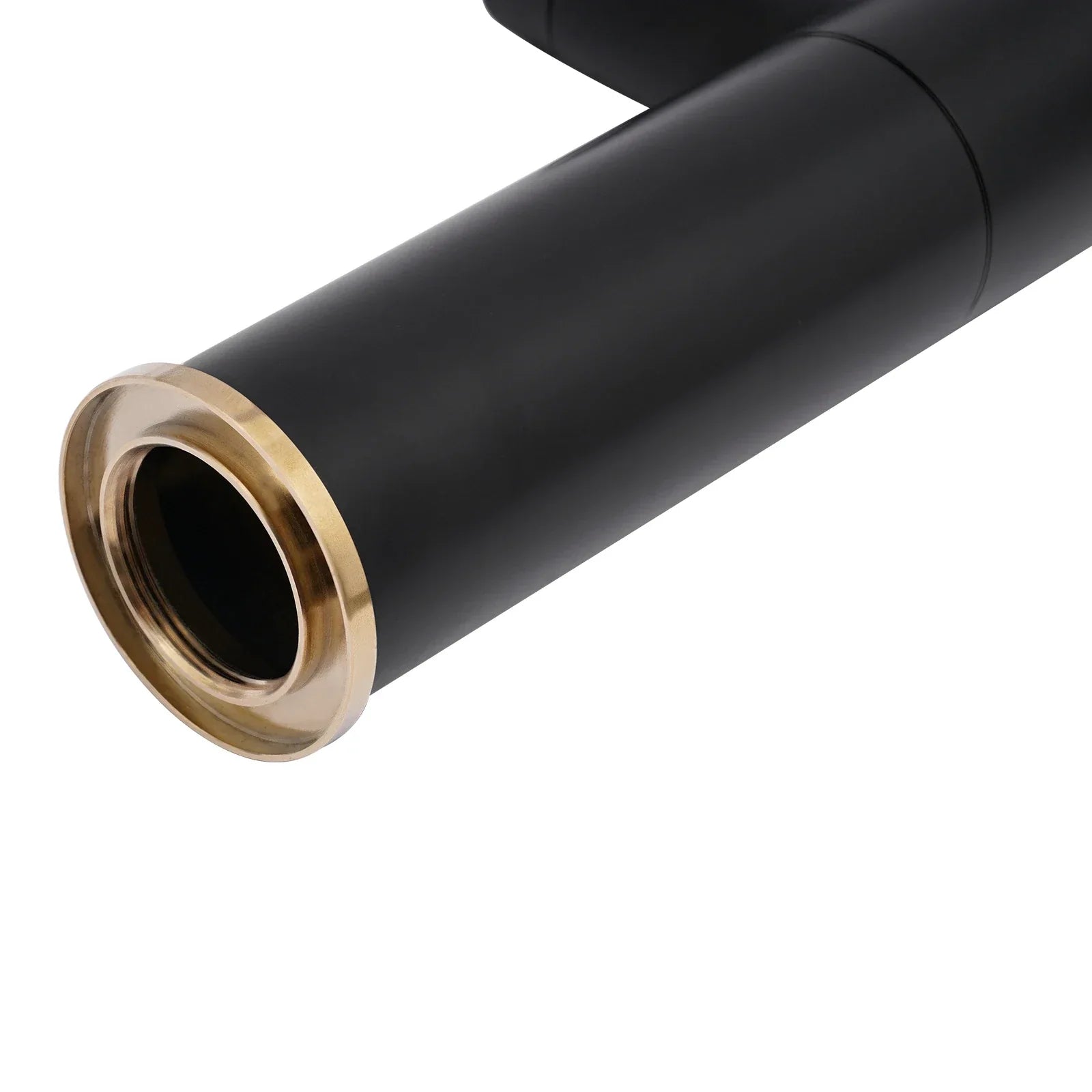 Matte black bathroom faucet pipe with polished brass flange for decorbites dual water modes fixture