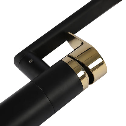 DecorBites matte black bathroom faucet handle with polished gold metal joint featuring dual water modes