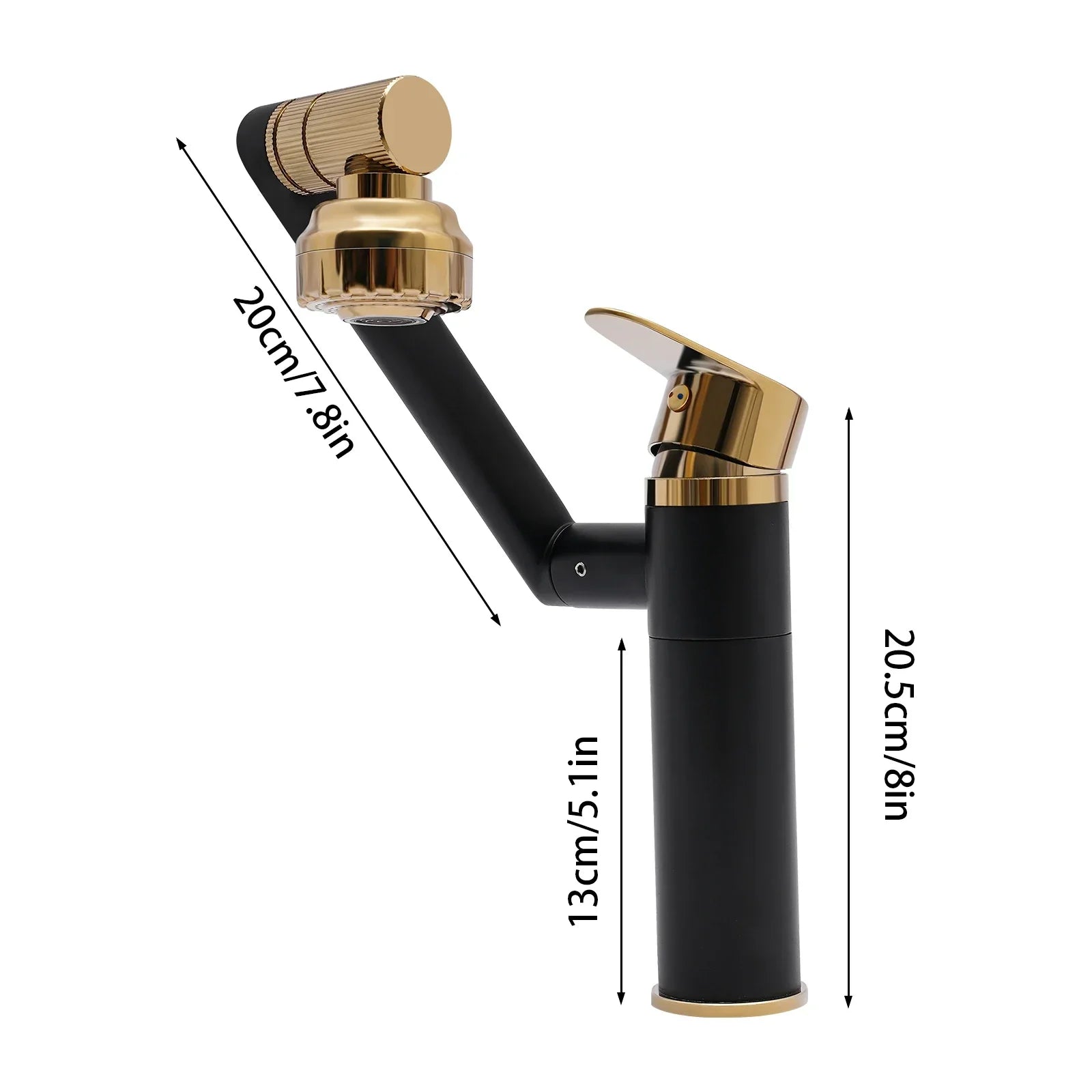 Modern matte black and gold bathroom faucet by decorbites featuring dual water modes and a minimalist design