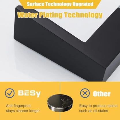 Matte black decorbites™ bathroom faucet with water plating technology for anti-fingerprint durability and sleek sink faucet design