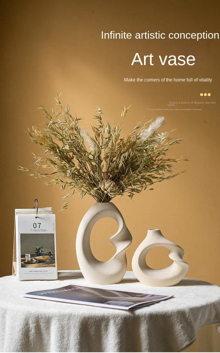 Matte Ceramic Vase Set 2 Modern Home Decor - Vase