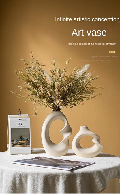 Matte Ceramic Vase Set 2 Modern Home Decor - Vase