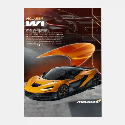 Orange and black mclaren p1 gtr with sleek aerodynamic design in a gtr luxury poster for living room decor