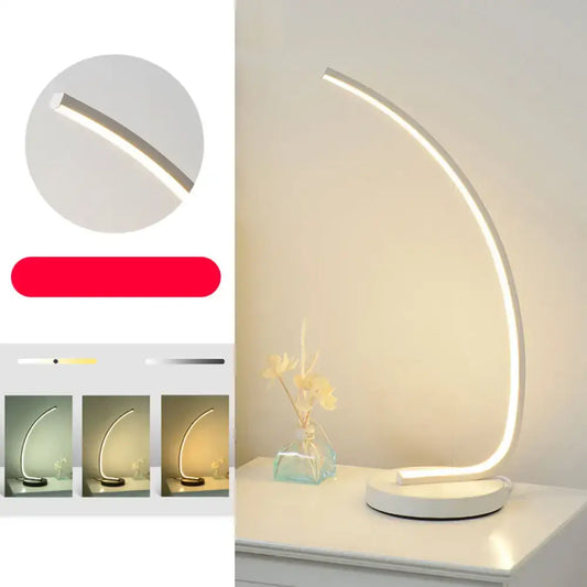 Modern white metal bedside table DecorBites curve led nightstand with sleek curved design and adjustable brightness settings