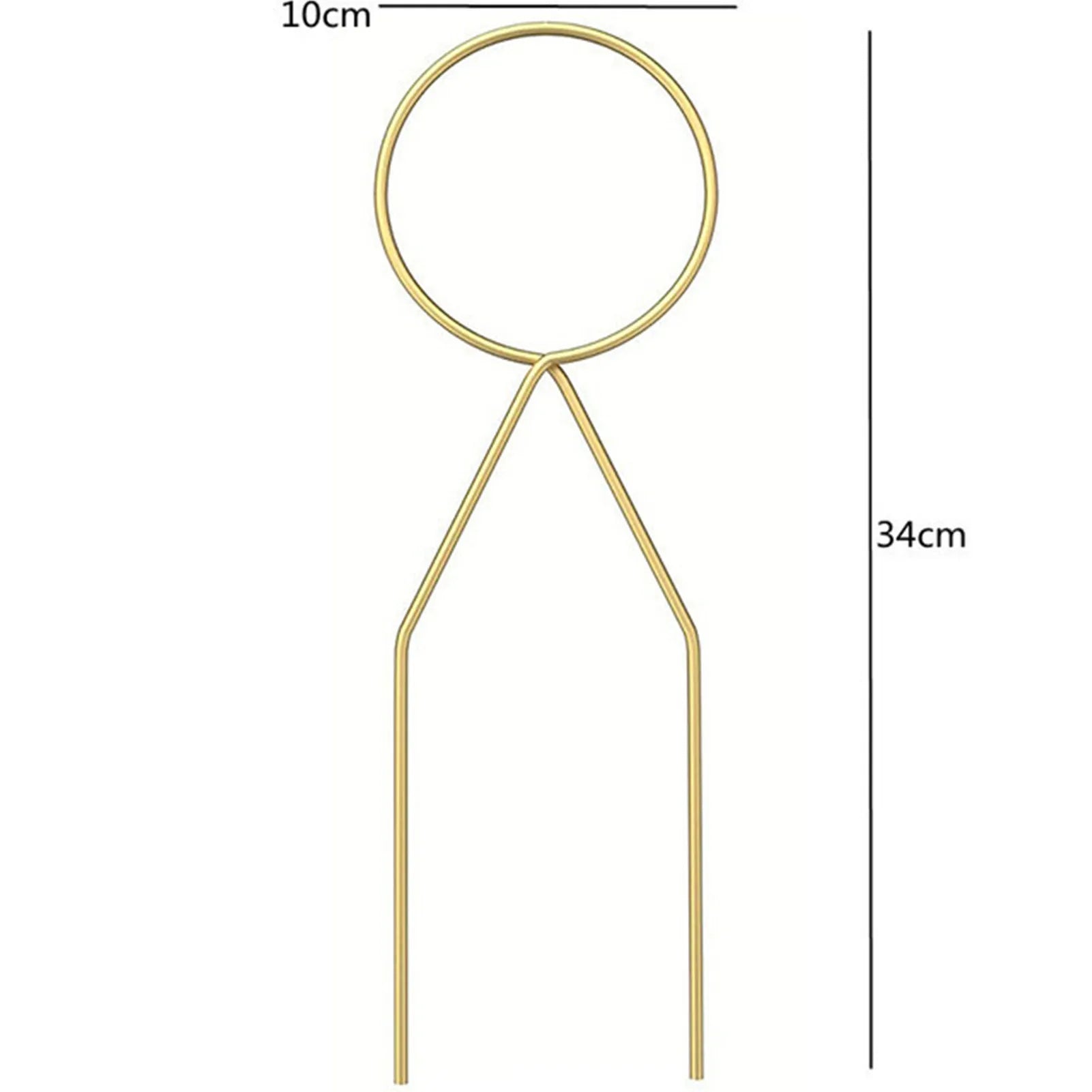 Decorbites metal garden plant stand gold-colored metal plant stake with circular top and two prongs for indoor outdoor use