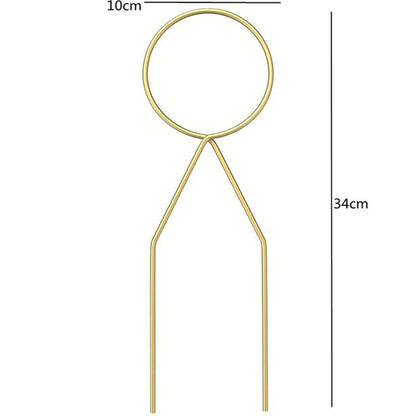 Decorbites metal garden plant stand gold-colored metal plant stake with circular top and two prongs for indoor outdoor use