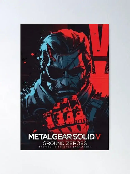 Decorbites™ metal gear solid art poster canvas print featuring a tactical character with red and blue accents
