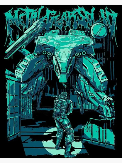 Teal metal gear solid mechanical walker illustration on canvas print from decorbites metal gear art poster series