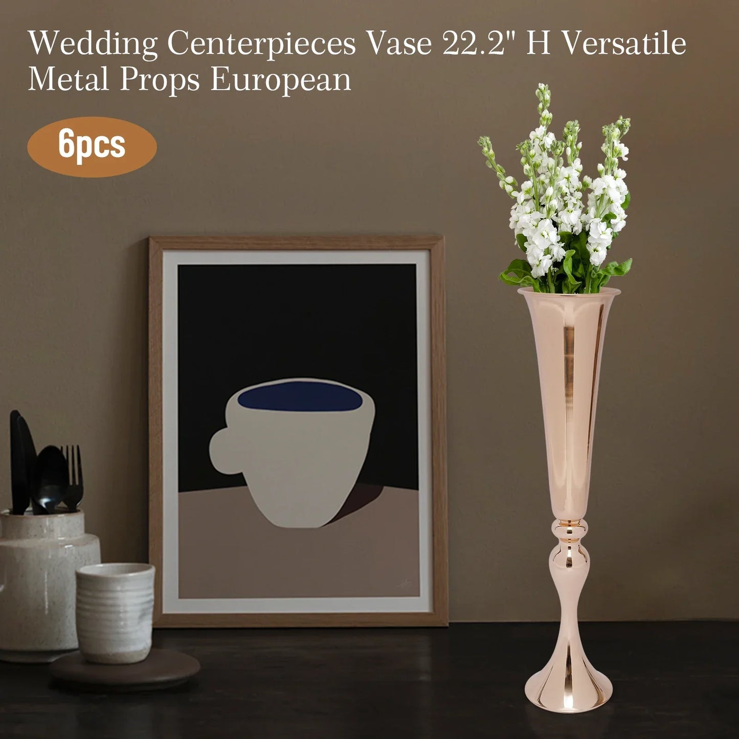 Metal Golden Flower Stand Vase Candle Holder - Vase