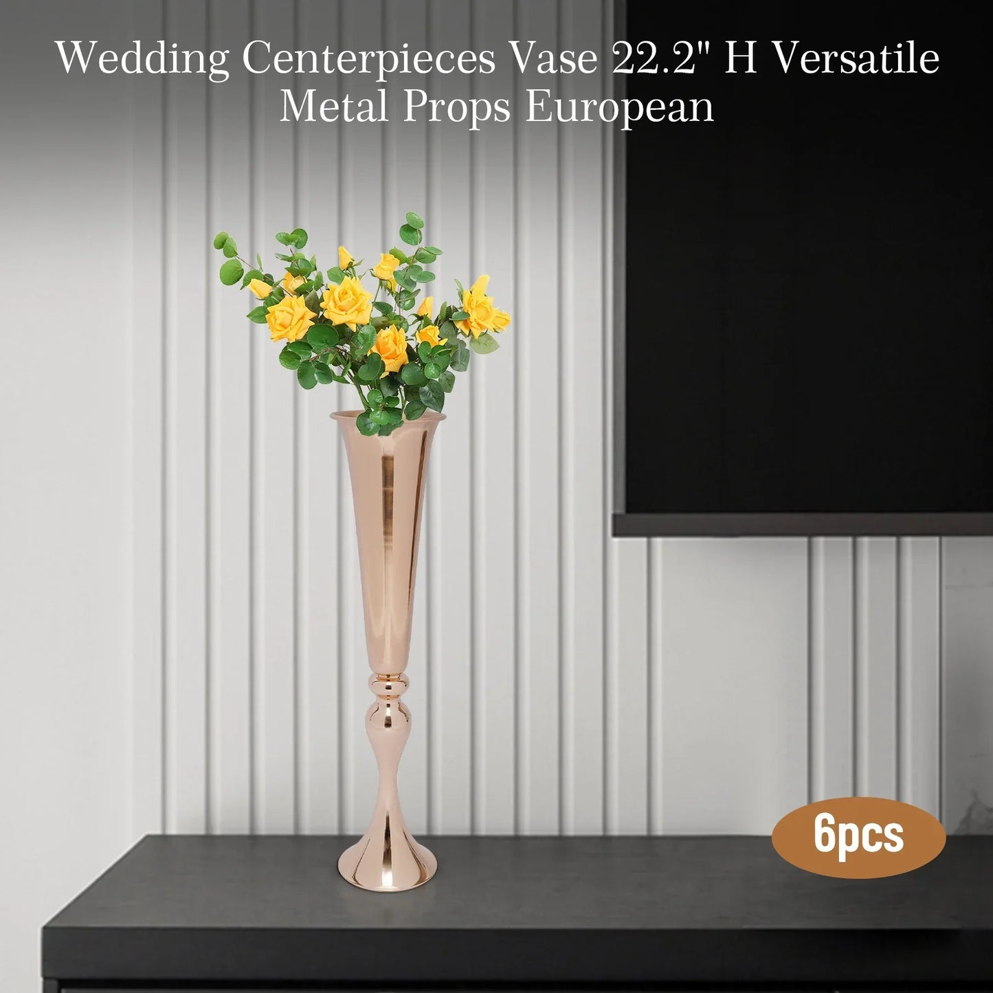 Metal Golden Flower Stand Vase Candle Holder - Vase