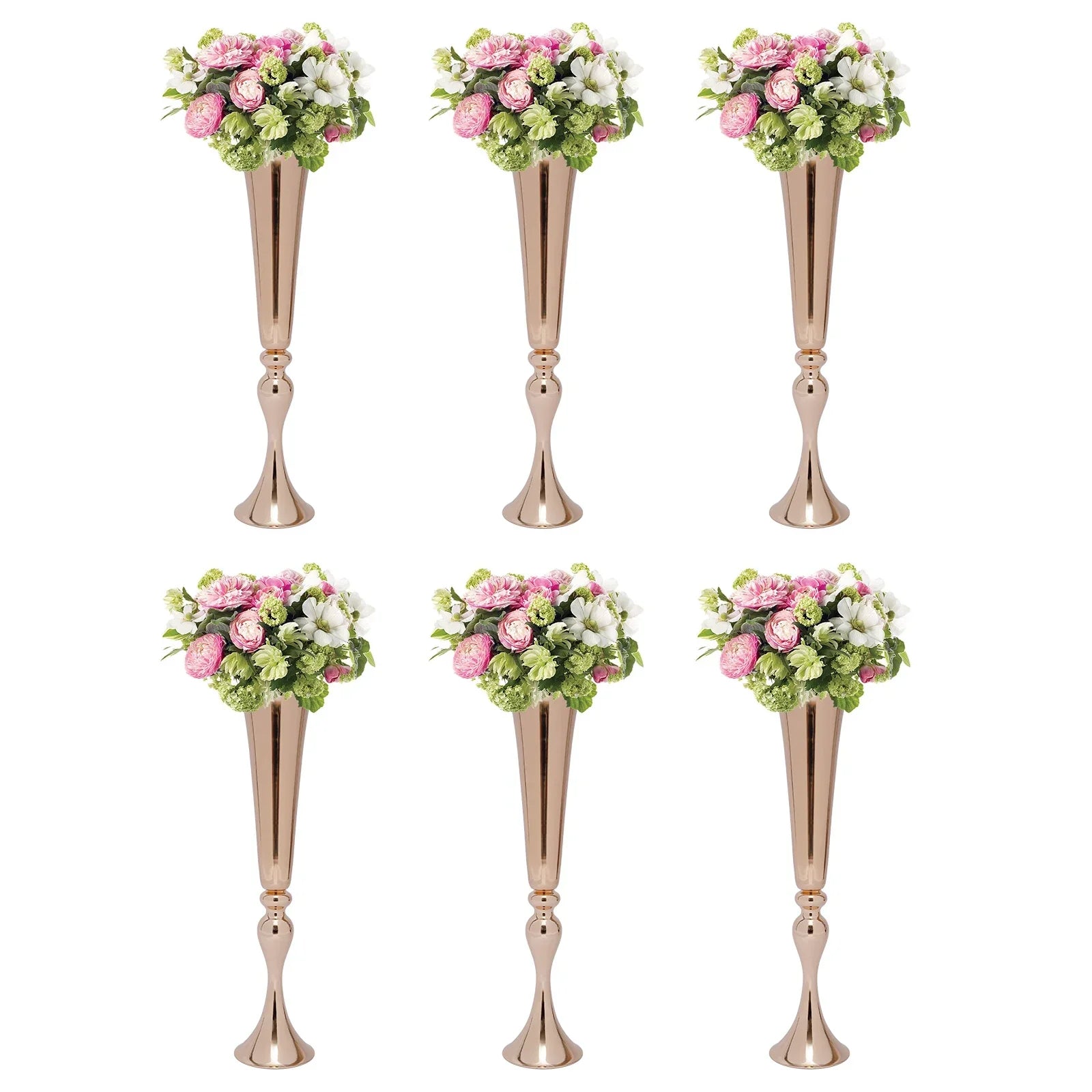 Metal Golden Flower Stand Vase Candle Holder - Vase