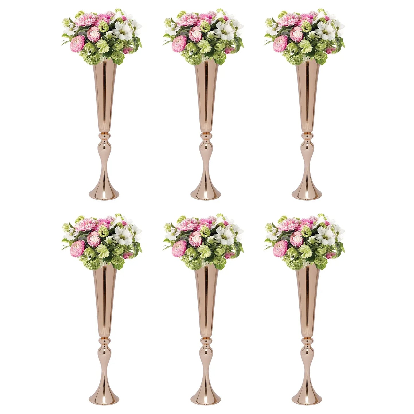 Metal Golden Flower Stand Vase Candle Holder - Vase