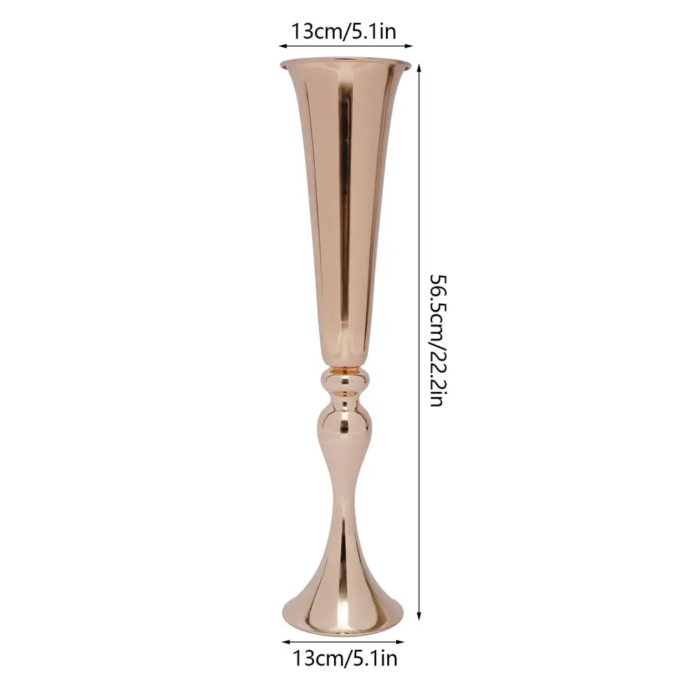 Metal Golden Flower Stand Vase Candle Holder - Vase