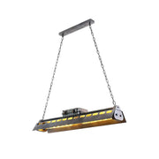 Metal island lighting fixture decorbites metal island lighting with dark metal frame chain suspension and warm yellow glow
