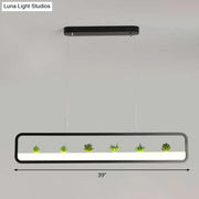 Decorbites metal led hanging light 110v-120v 220v-240v rectangular black pendant with green succulents and white led strip