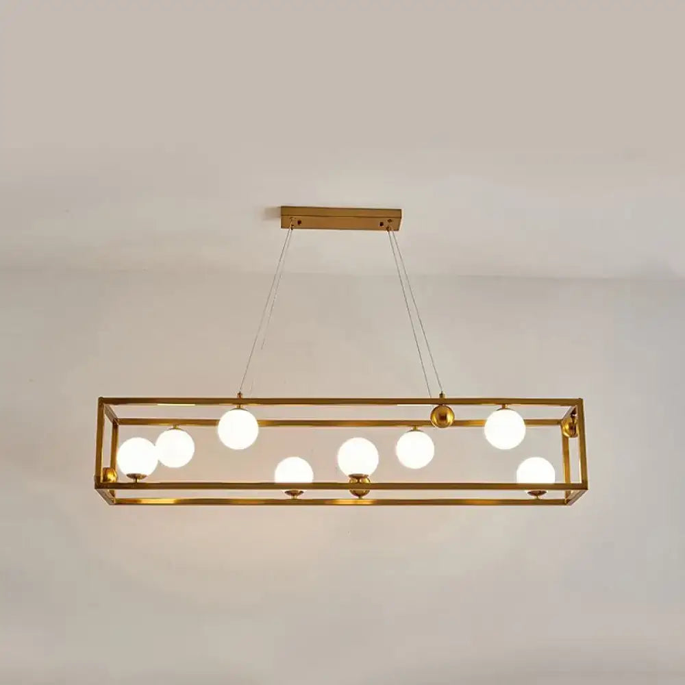 Decorbites metal pendant light with gold-toned frame and milk glass shade globes for industrial dining rooms
