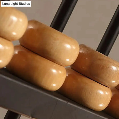 Polished light brown wooden abacus beads with smooth edges featured in decorbites™ metallic 3-head abacus pendant light compatible with 220v-240v and 110v-120v chain cord length for led incandescent fluorescent use