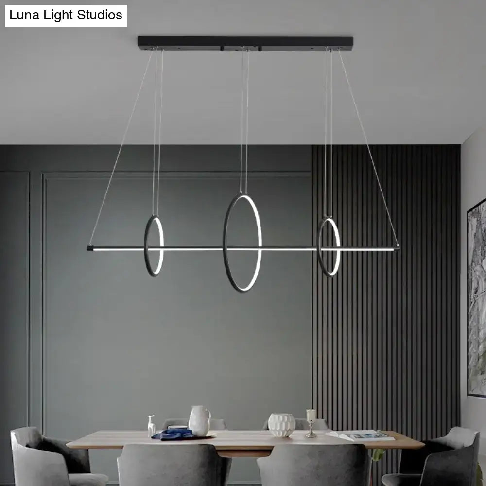 Modern black and white circular pendant light fixture with sleek metallic rods with fixture width and height for 220v-240v use