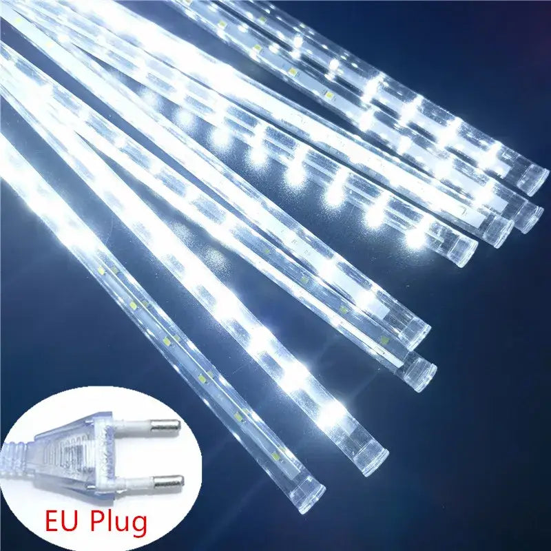 Clear translucent led string lights with bright white illumination and eu plug decorbites meteor shower outdoor decor