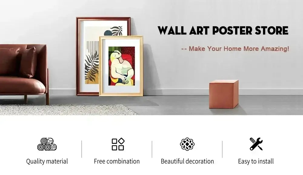 Framed decorbites mid century abstract color block wall art set featuring a stylized figure in green yellow and red