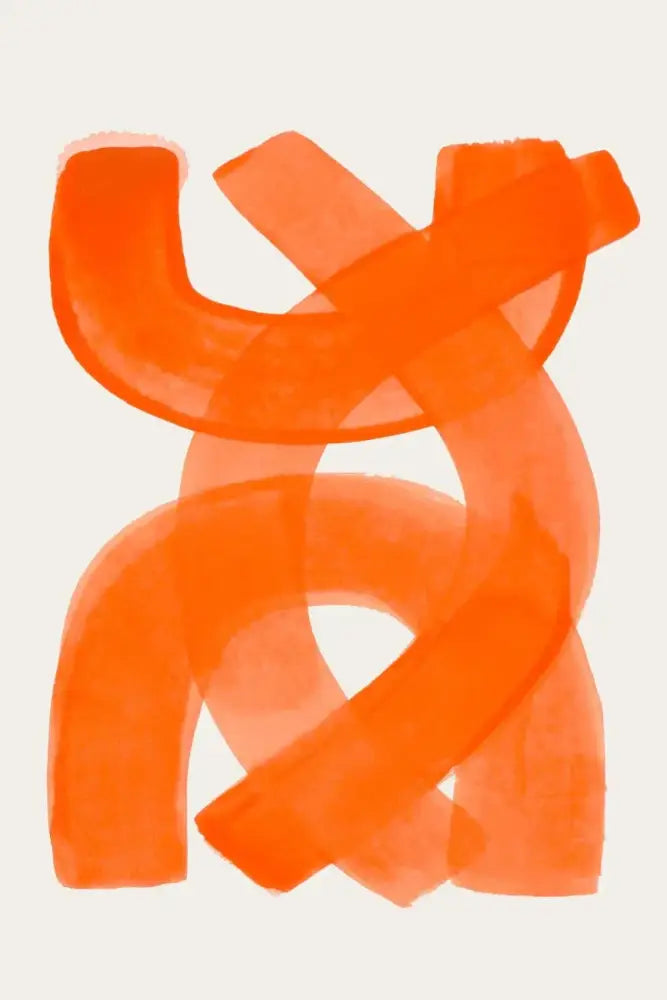 Decorbites™ mid century watercolor brush strokes canvas print featuring abstract orange watercolor brush strokes artwork