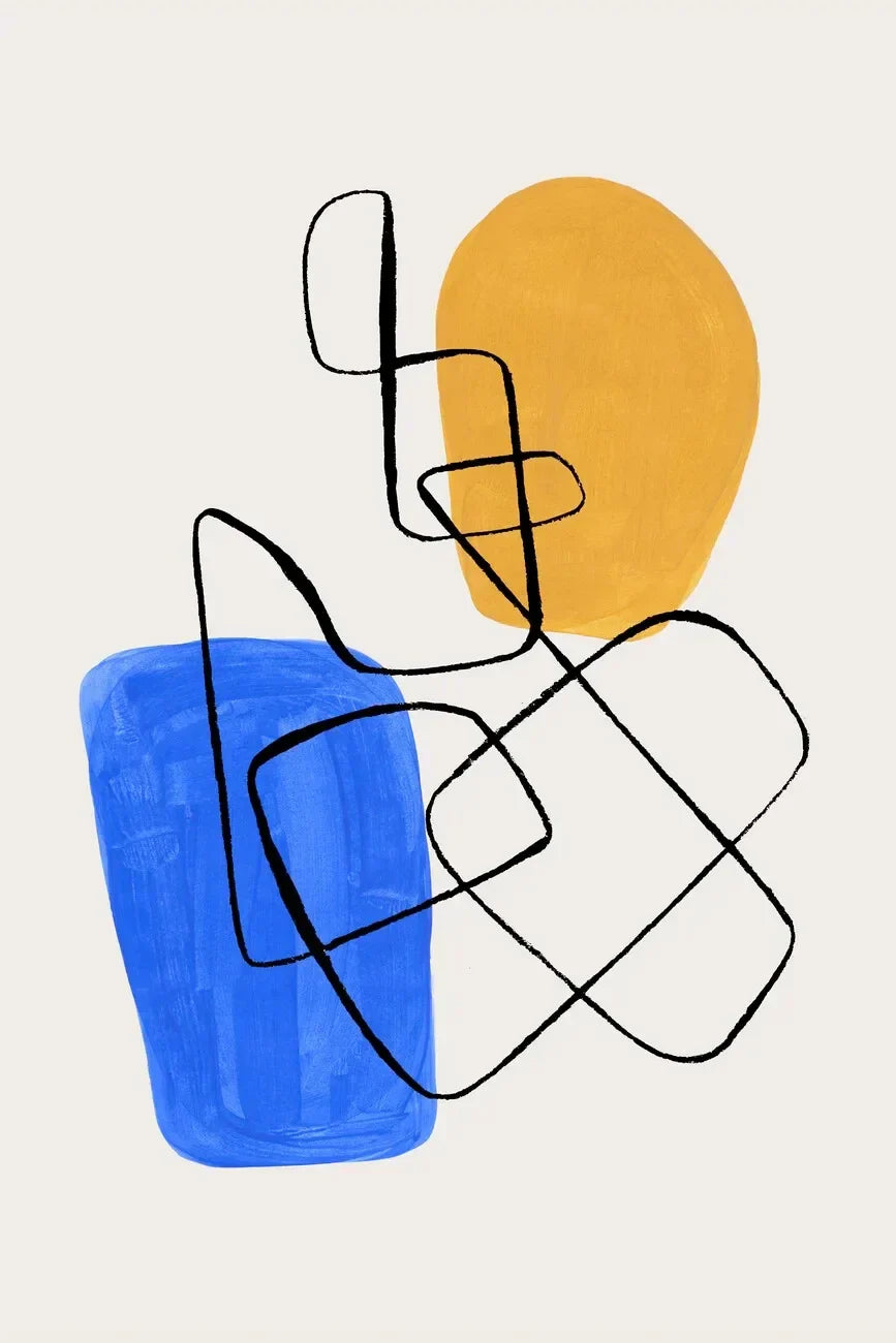 Mid Century Watercolor Brush Strokes Canvas Print - Orange / 40x60cm No Frame - Posters