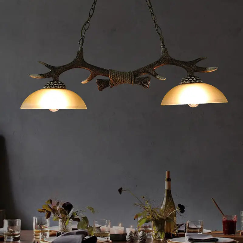Decorbites milk glass bowl pendant light with faux antler frame and warm glass shades for dining room 220v-240v 110v-120v