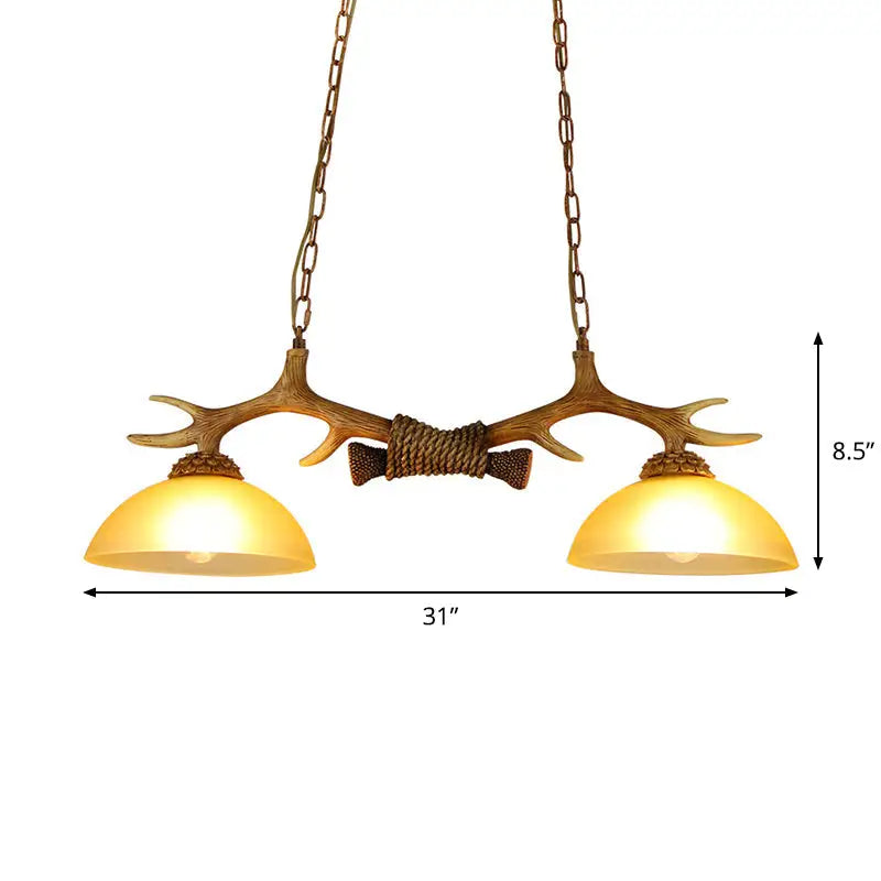 Decorbites milk glass bowl pendant light with faux antler and brass chains 220v-240v 110v-120v for dining room
