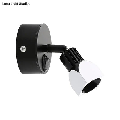 Contemporary style black and white wall lamp direct wired electric with adjustable led spotlight for bedroom use