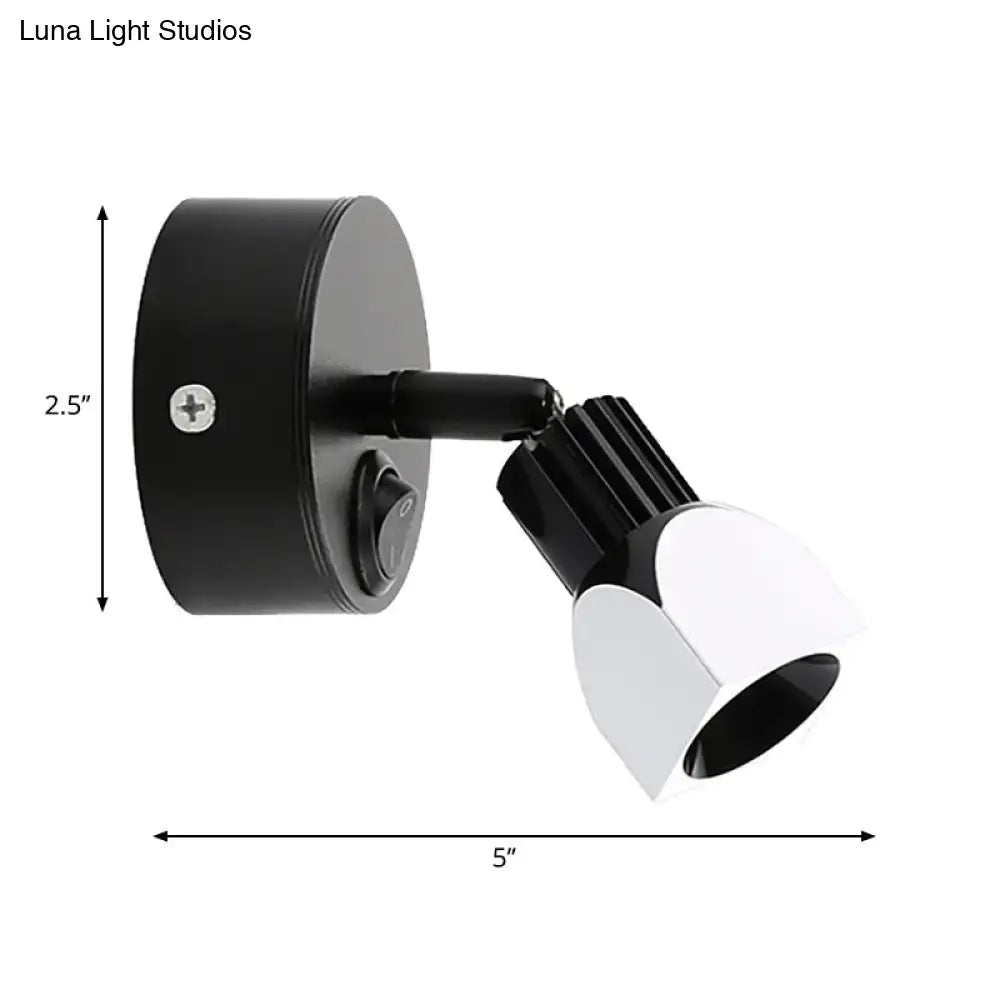 Contemporary style black and white adjustable led wall lamp with direct wired electric spotlight for bedroom use