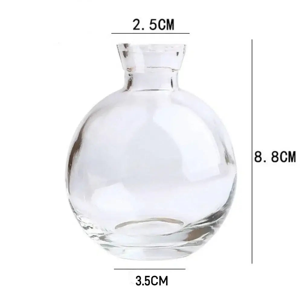 Clear glass spherical vase with short neck and rounded base by decorbites for home decor use