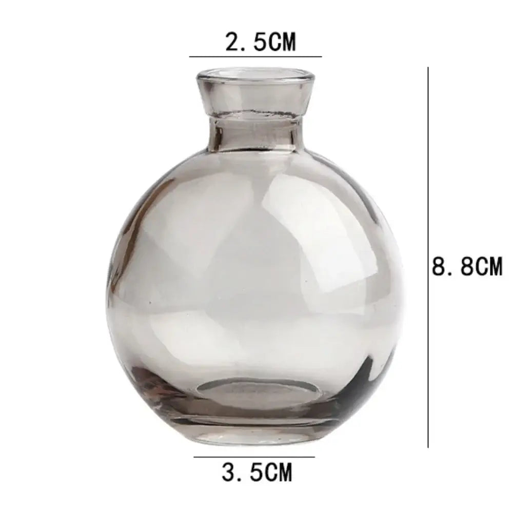 DecorBites™ mini glass flower vase made of sleek transparent glass with rounded body and narrow neck for home decor
