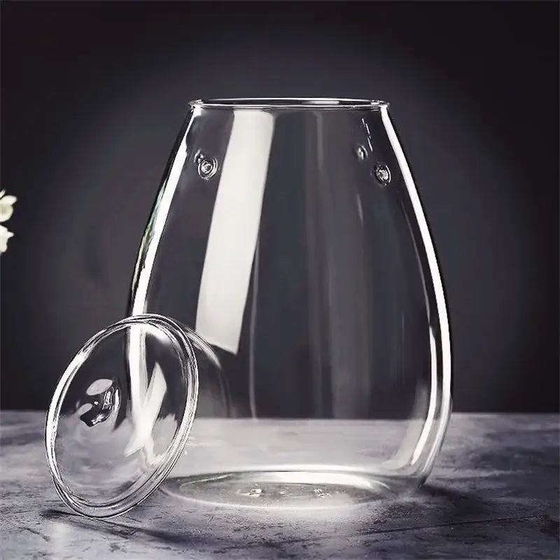 Decorbites™ mini glass terrarium with embossed clear glass and lid for fresh green succulent micro landscape glass display