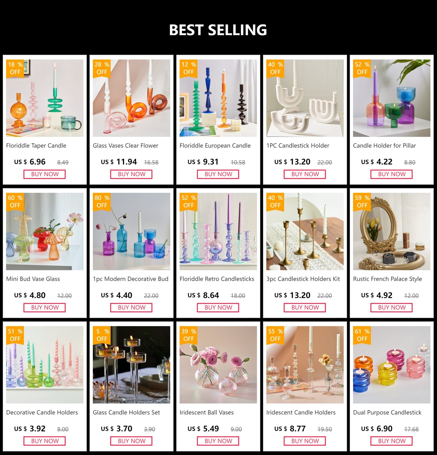 Mini Glass Vase Set for Plants and Candles - Vase