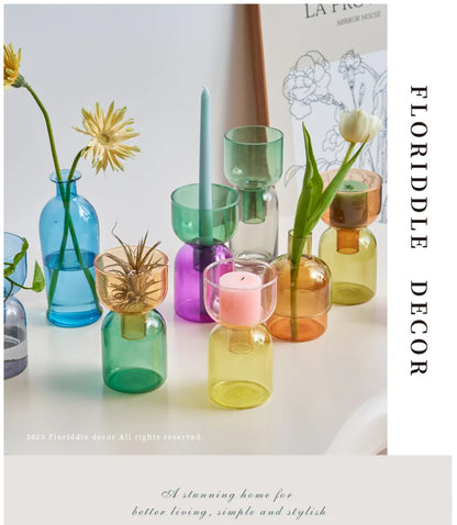 Mini Glass Vase Set for Plants and Candles - Vase
