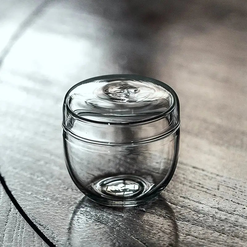 DecorBites™ mini moss glass vase plant terrarium with clear glass cup and lid featuring smooth edges and concentric ridges