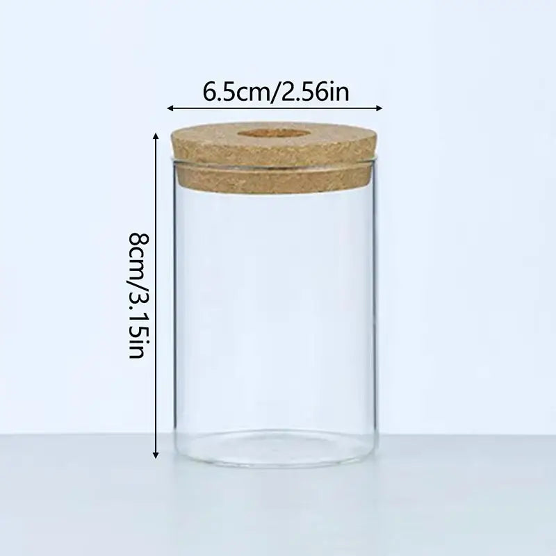 Clear glass jar with natural cork lid part of decorbites™ mini nordic glass hydroponic planter tray