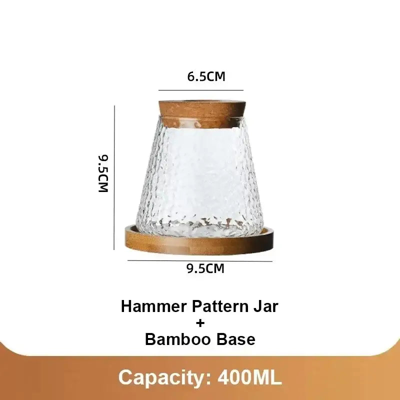 Decorbites™ mini nordic glass hydroponic planter with clear hammered glass jar wooden lid and bamboo base