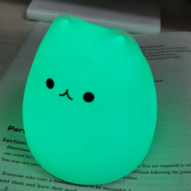 Mini Beliebte Katze Baby Nachttischlampe 7-Farben Klopf-Touch Farbwechsel Augenschonend Schlafzimmer Bettseitiges Nachtlicht Geschenk