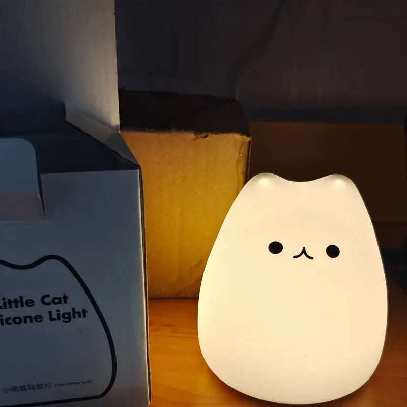 Mini Beliebte Katze Baby Nachttischlampe 7-Farben Klopf-Touch Farbwechsel Augenschonend Schlafzimmer Bettseitiges Nachtlicht Geschenk
