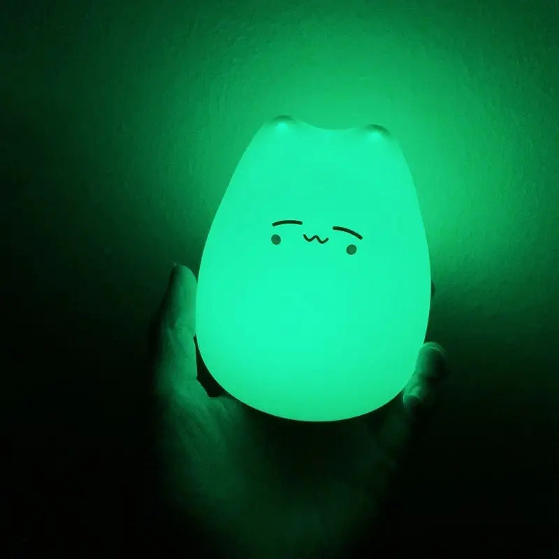 Mini Beliebte Katze Baby Nachttischlampe 7-Farben Klopf-Touch Farbwechsel Augenschonend Schlafzimmer Bettseitiges Nachtlicht Geschenk