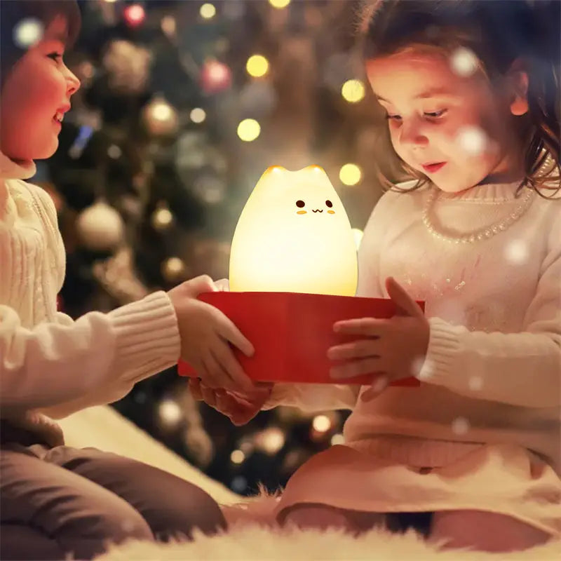 Mini Beliebte Katze Baby Nachttischlampe 7-Farben Klopf-Touch Farbwechsel Augenschonend Schlafzimmer Bettseitiges Nachtlicht Geschenk