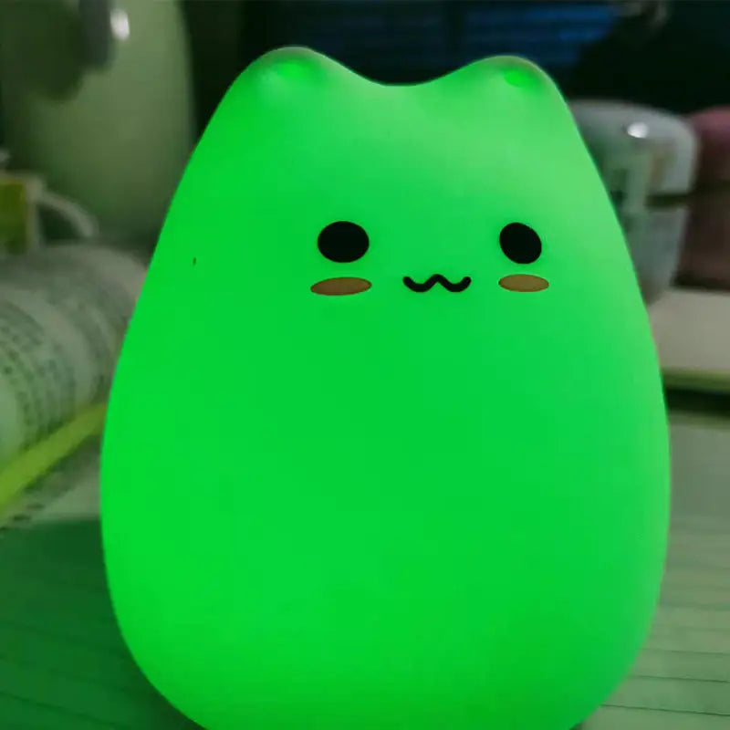 Mini Beliebte Katze Baby Nachttischlampe 7-Farben Klopf-Touch Farbwechsel Augenschonend Schlafzimmer Bettseitiges Nachtlicht Geschenk