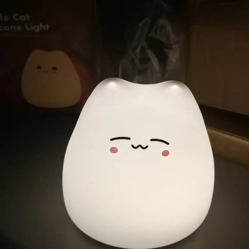 Mini Beliebte Katze Baby Nachttischlampe 7-Farben Klopf-Touch Farbwechsel Augenschonend Schlafzimmer Bettseitiges Nachtlicht Geschenk