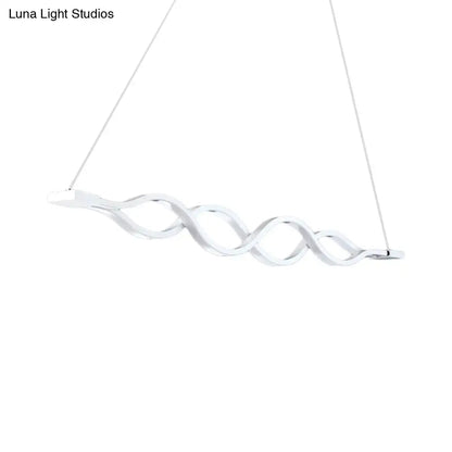Decorbites minimal 2 4-light white acrylic led island light fixture with warm white wave design 220v-240v 110v-120v