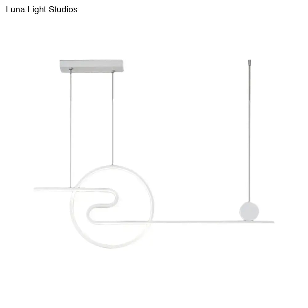 Modern white led pendant island light with warm white light in black white gold acrylic minimalist design