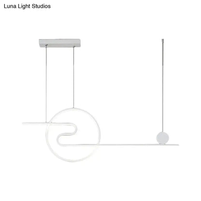 Modern white led pendant island light with warm white light in black white gold acrylic minimalist design